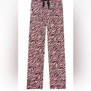 Victorias Secret Pink Rose Luster Zebra Pajama Pants Size Lg Silky Soft NWT